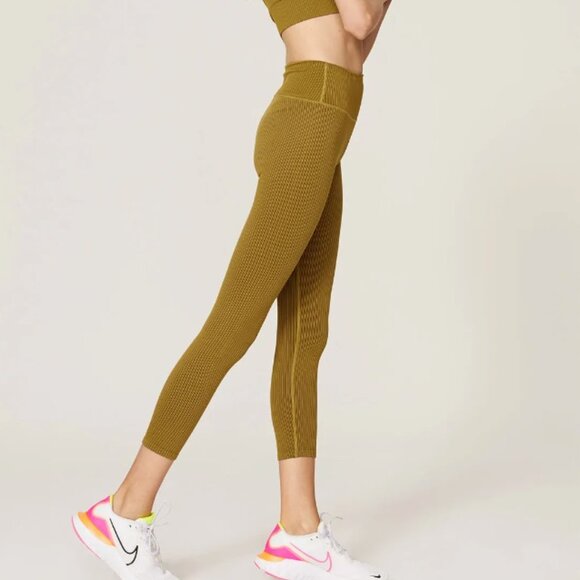 Good American Active Essential Ribbed Leggings in olive green size XXS/XS - Picture 2 of 6